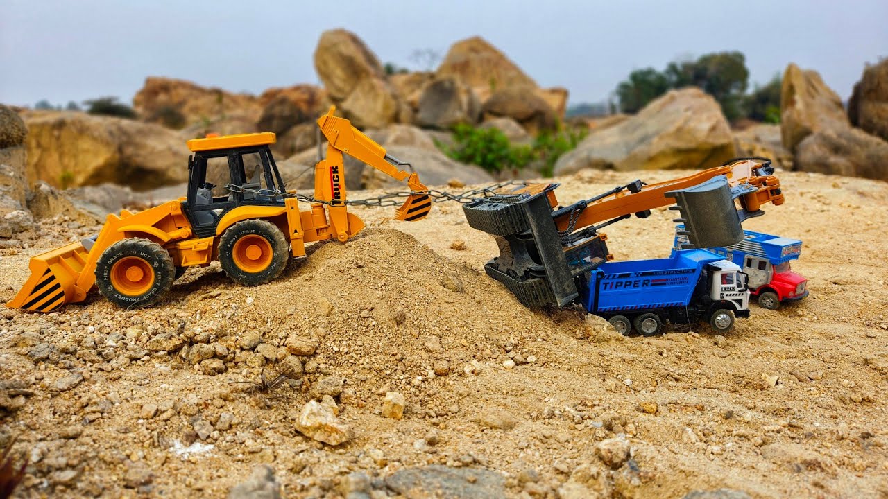 JCB 3DX Backhoe & Excavator Rescue Tipper Truck Accident in Sand Hill | Cartoon Video