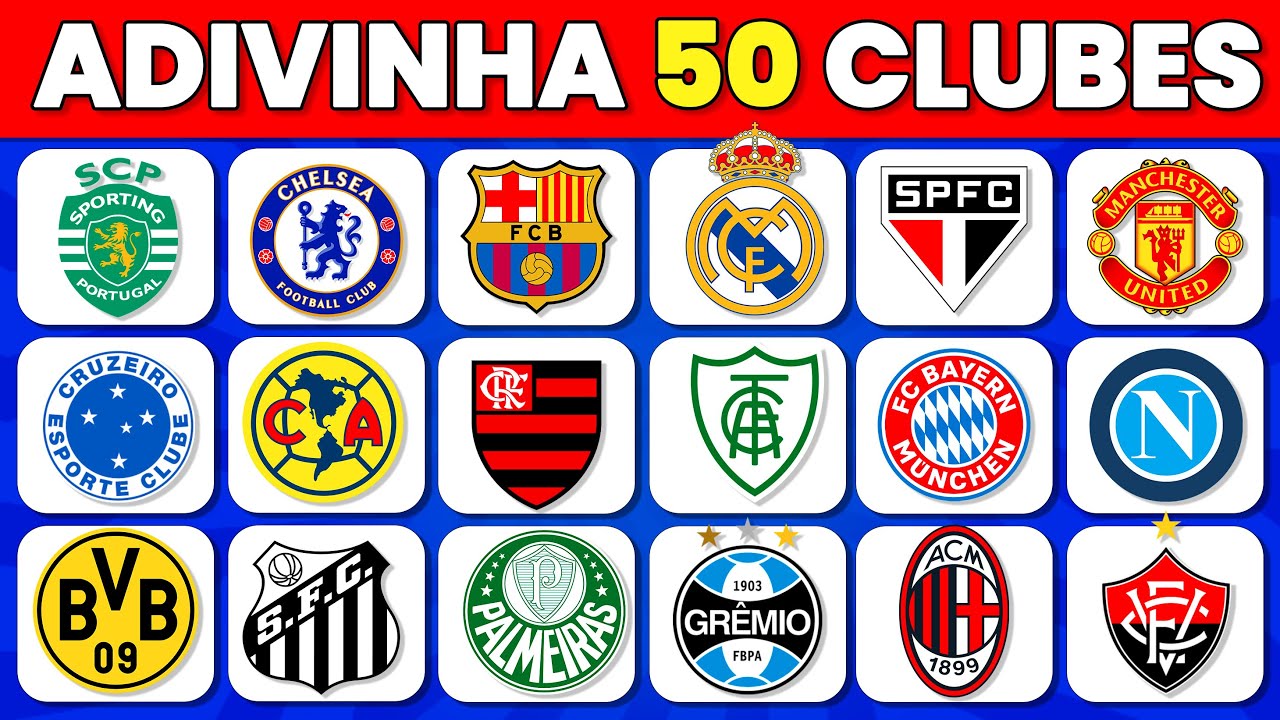 🏆 Adivinhe os 50 Clubes de Futebol pelo Escudo! | Quiz de Futebol 2025 ⚽