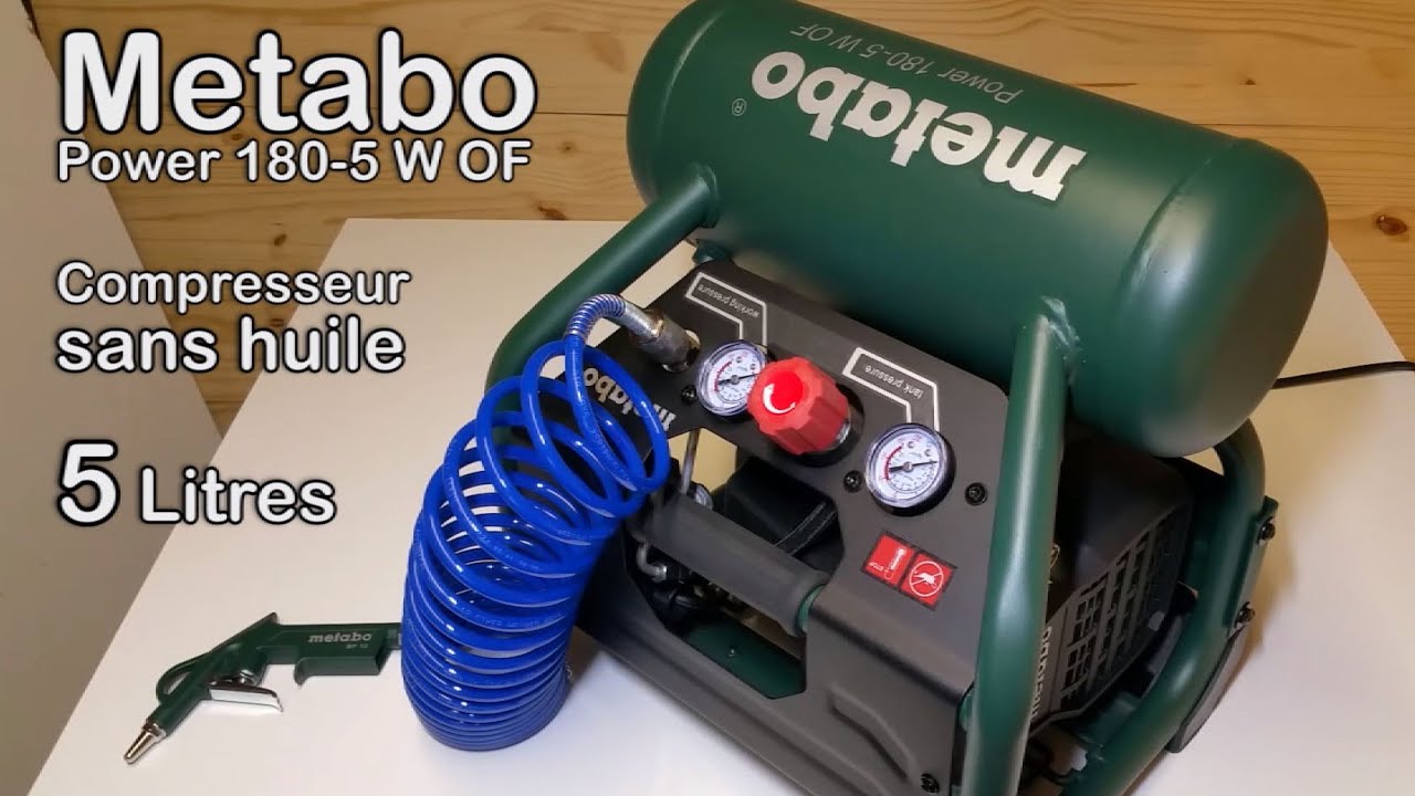 Metabo Power 180-5 W OF + LPZ 7 Set│ Compresseur 5L compact │ 5L compact air compressor