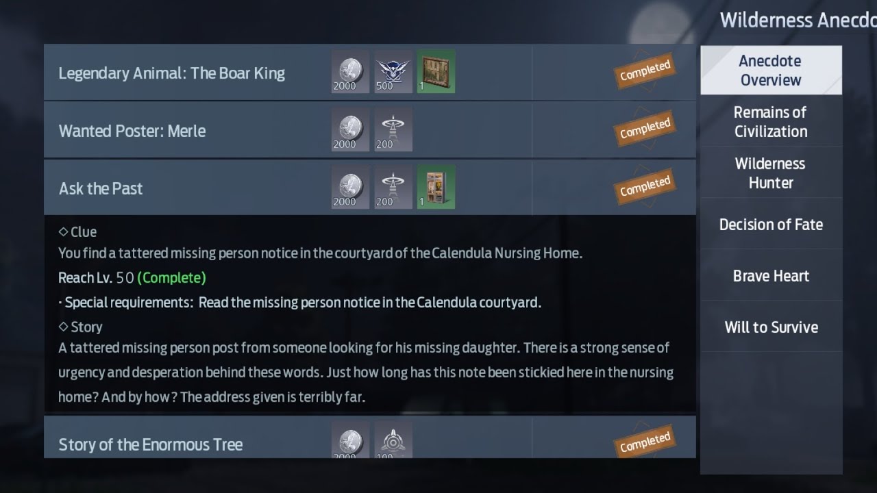 Undawn side quest ask the past