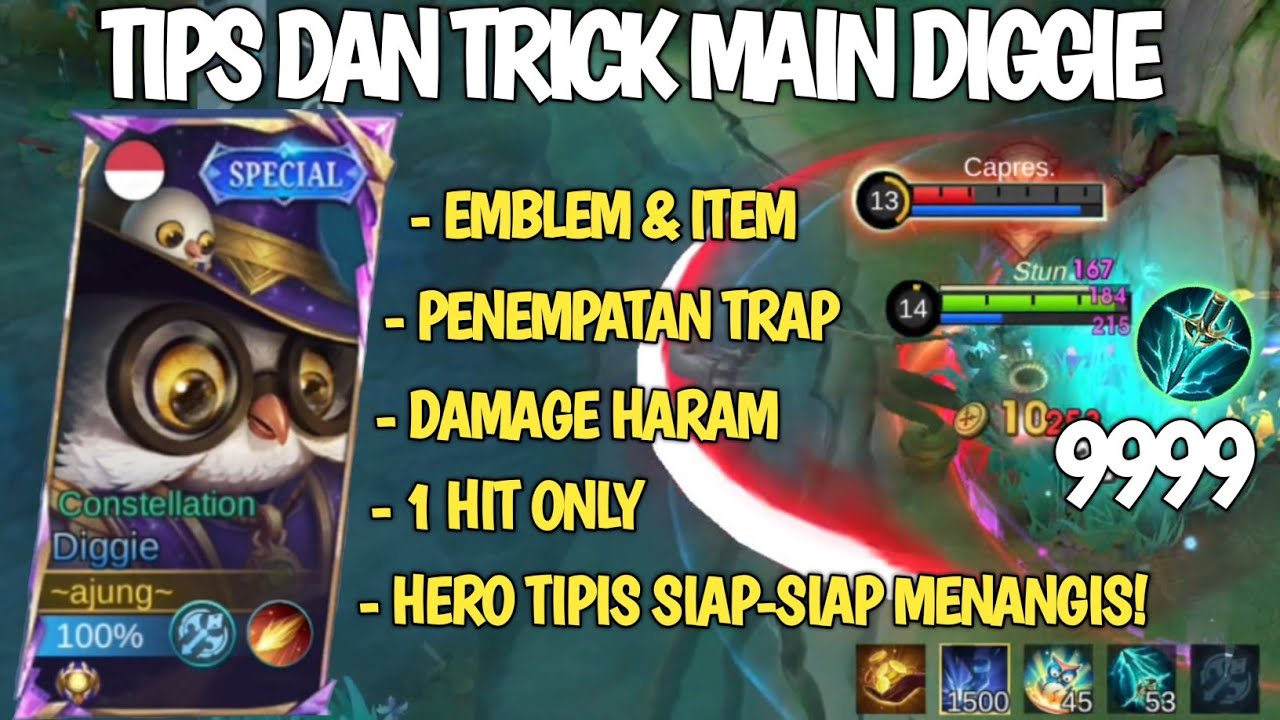 CARA MAIN DIGGIE DAMAGE, SETTINGAN EMBLEM DAN ITEM 1HIT ONLY‼️BUILD DIGGIE TERSAKIT 2024