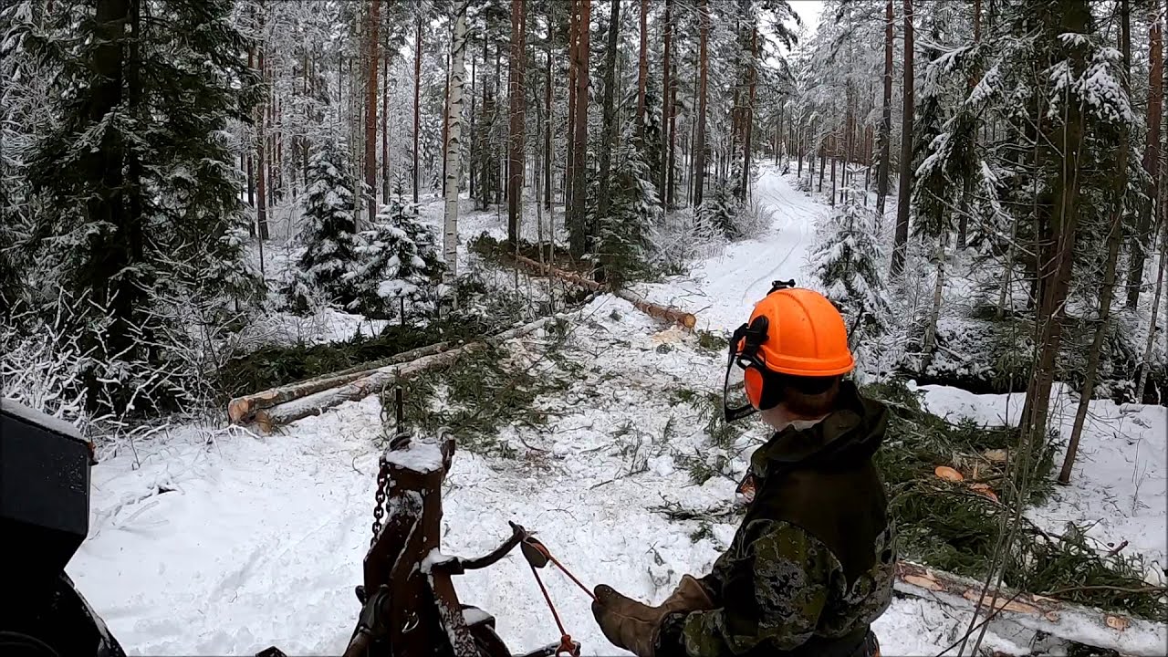 Tien aukaisu ja tuulenkaatojen metsästystä / Valtra Valmet 6400
