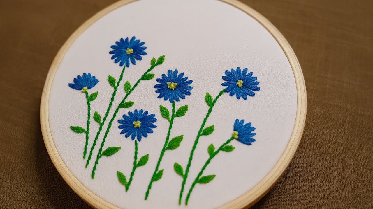 Beautiful Blue Flower Hand Embroidery | Easy Floral Design Tutorial for Beginners