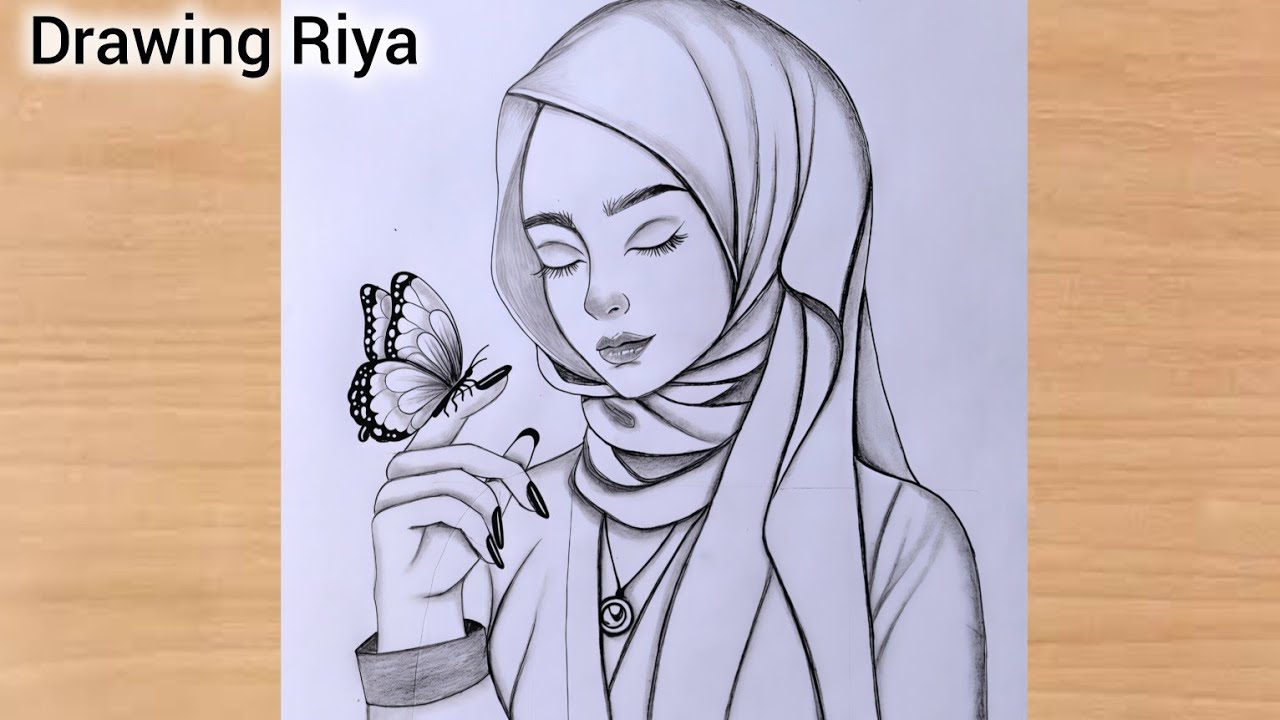 Muslim girl with hijabi drawing | güzel eşarplı kadın çizimi | Drawing tutorial 