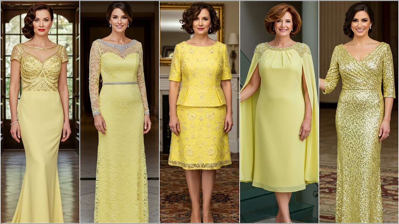 Lemon Colored Mother of The Bride Dresses - Formal Mom's Outfits for Wedding 2025