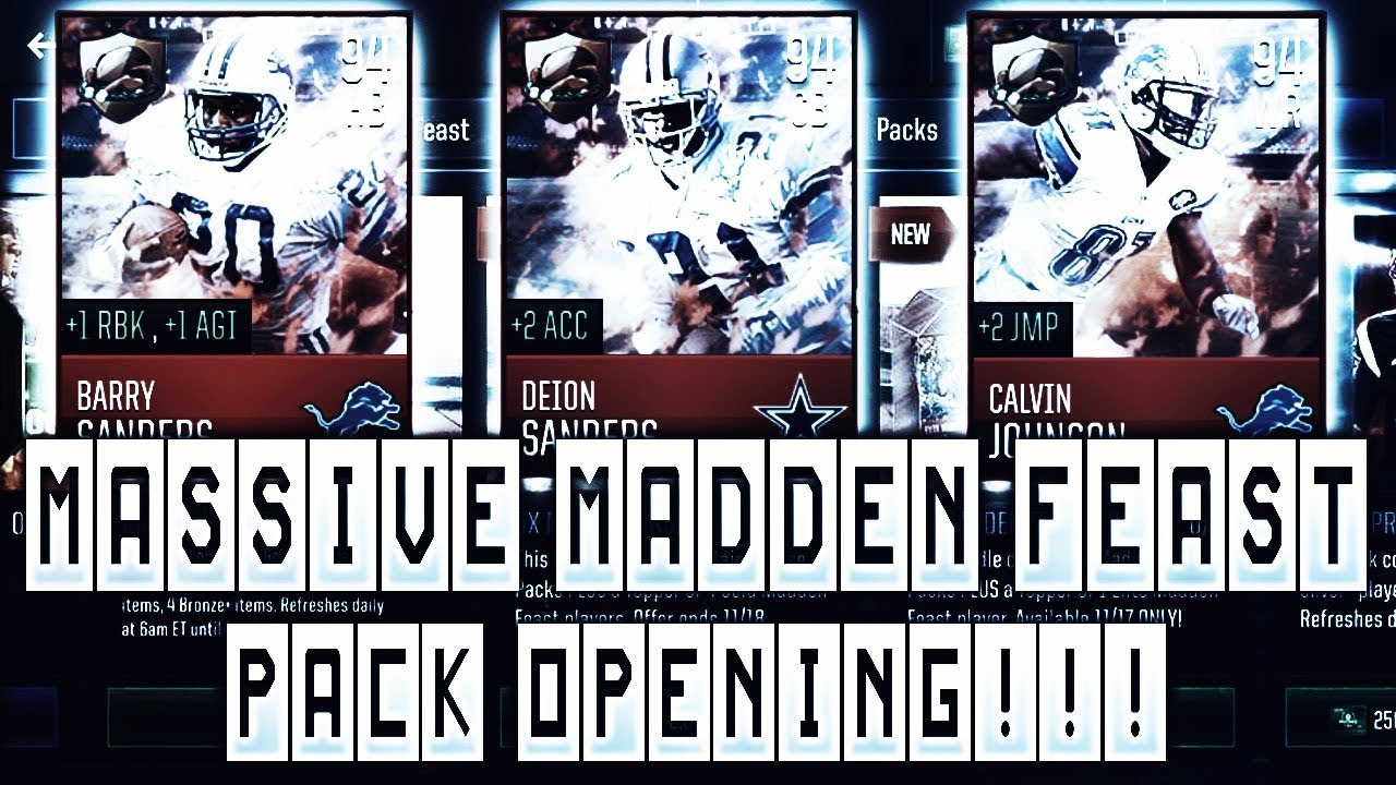 COMPLETING THE 94 OVR CALVIN JOHNSON!!! MASSIVE MADDEN MOBILE 18 THANKSGIVING PACK OPENING!!!