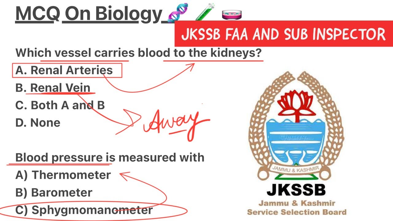 Lec-06 | MCQ on Biology || jkssb finance accounts assistant and sub inspector Exam | jkssb science