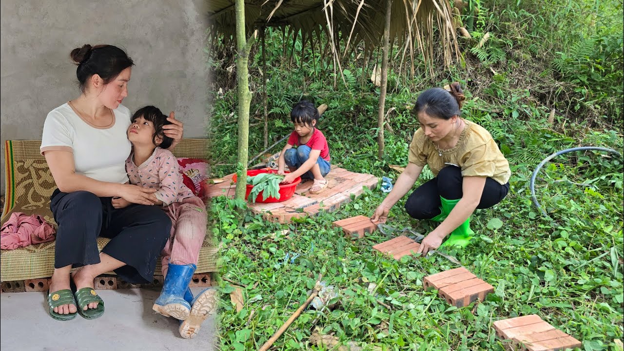 The poor girl was helped by her grandmother to make a living picking fruit to sell