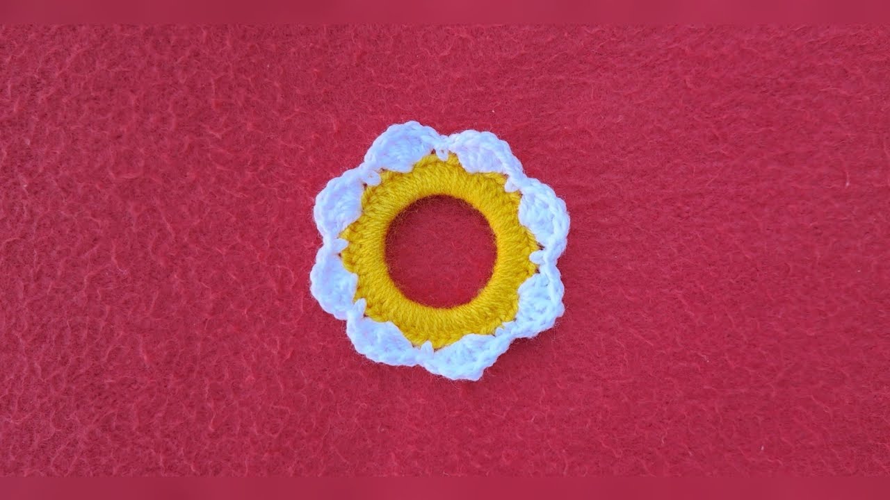 How to make an easy crochet flower on plastic ring / beginner crochet flower pattern