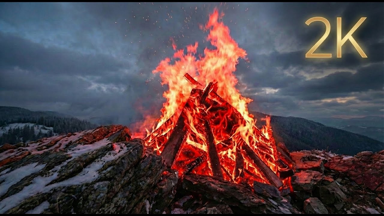 4 Hours Cackling Fireplace 🔥 Realistic Fire Sounds for Deep Sleep & Focus (2K)