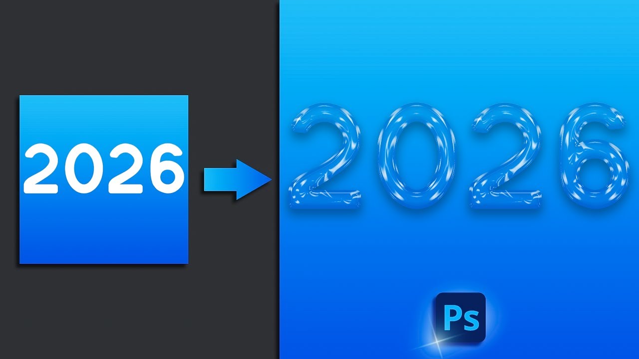 2026 Glass Text Effect in Adobe Photoshop | Easy Liquid Text Tutorial (No Plugins)