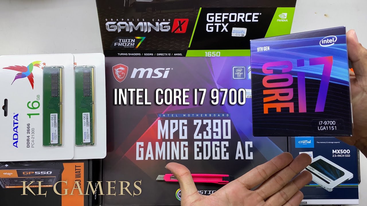 intel Core i7 9700 msi MPG Z390 GAMING EDGE AC ADATA DDR4 RAM Crucial SSD GTX 1650 Gaming X Build