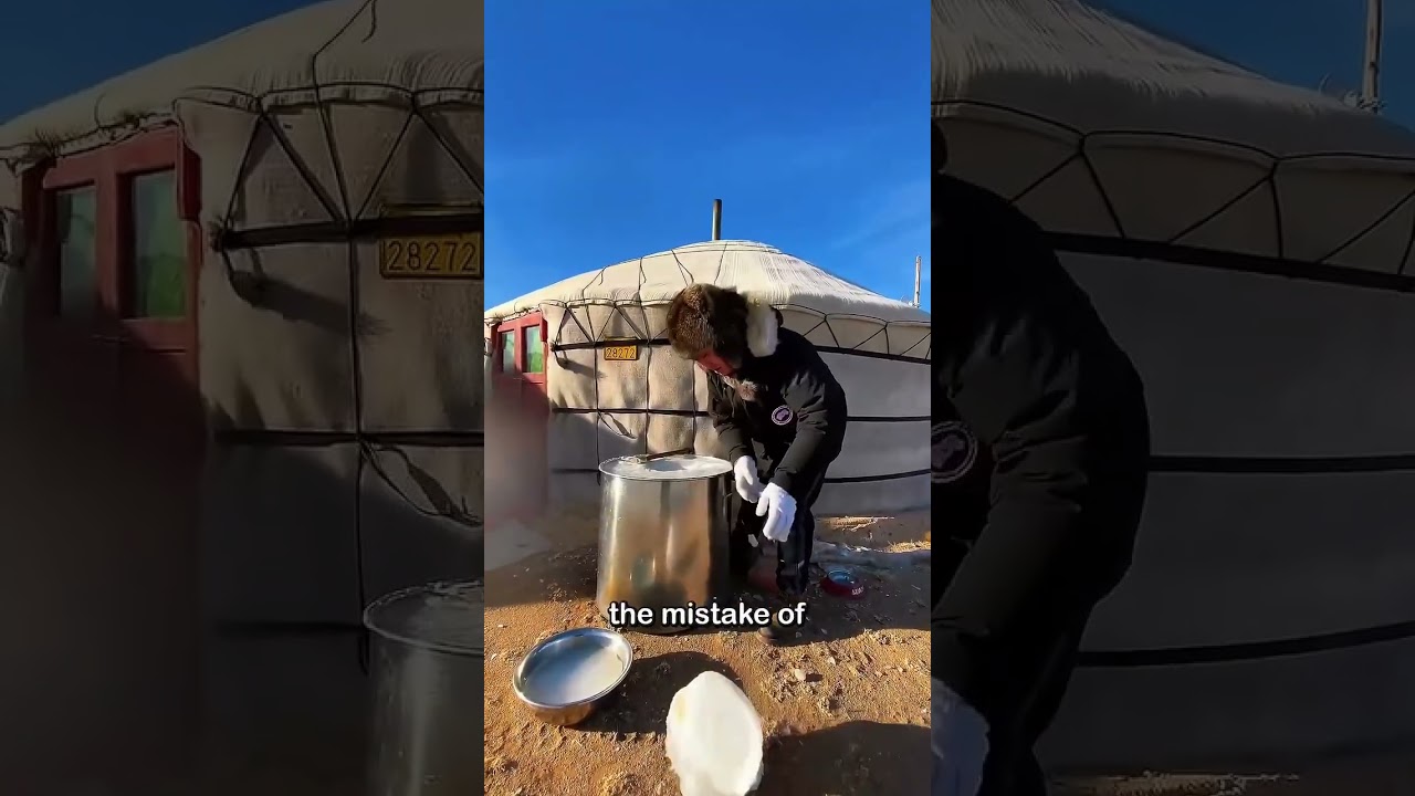 Natural refrigerator in cold weather Mongolian winter