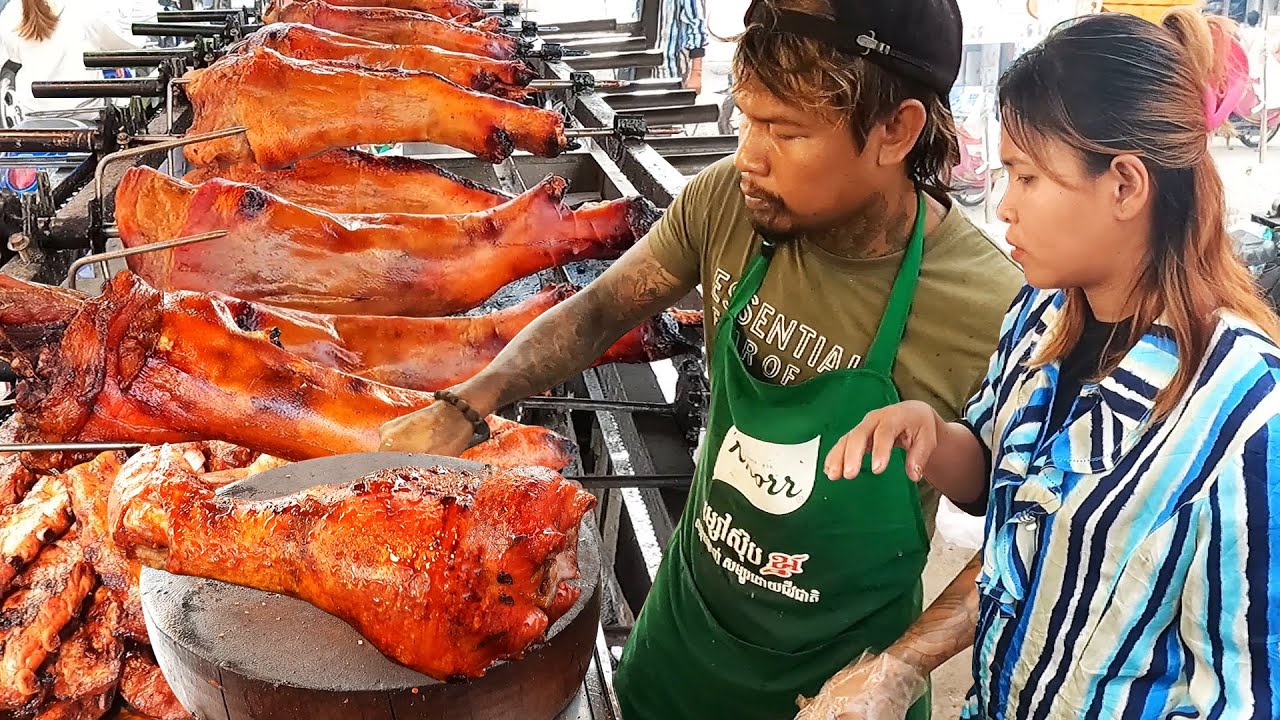 Yummies! Grilled pork leg, duck & more - Cambodian street food