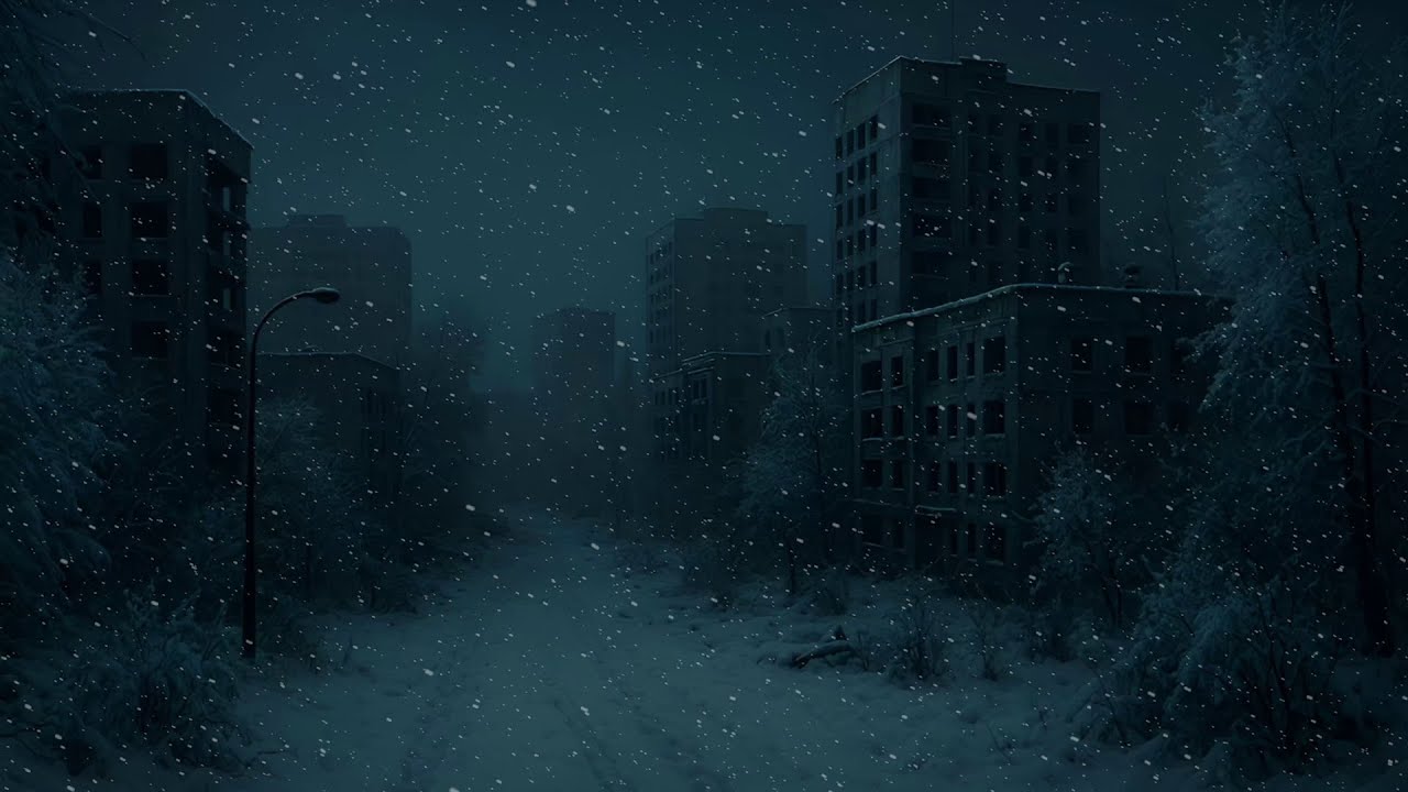 Blizzard in an Abandoned City | 10 Hours of Deep Winter Wind & Snow Sounds for Sleep ❄️ 4K ASMR