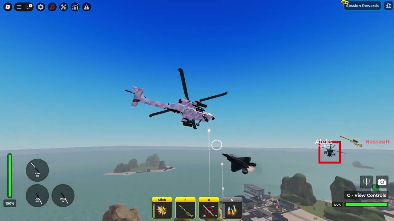 Destroying the server in War Tycoon with the AH-64 Apache