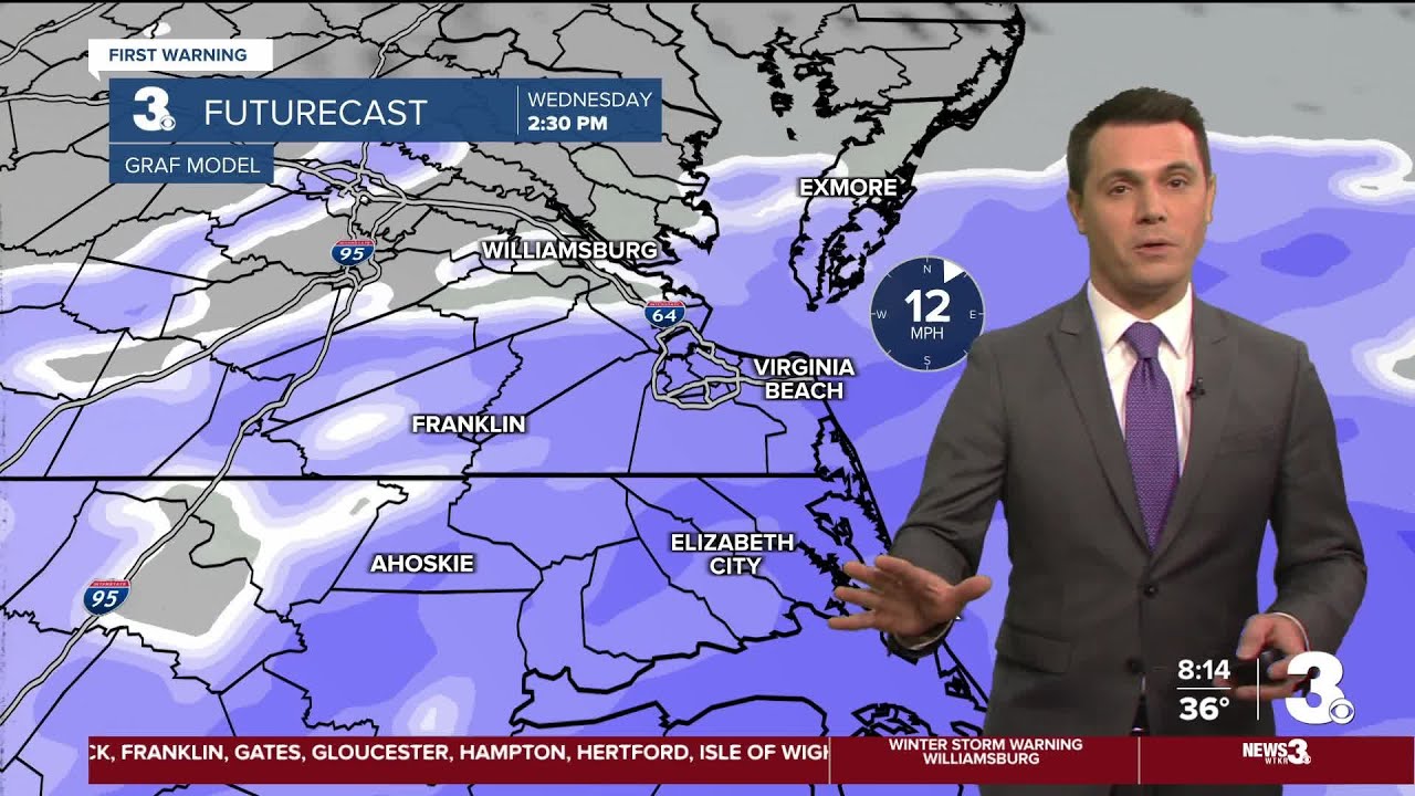 8 to 10 inches of snow predicted to hit Hampton Roads Wednesday