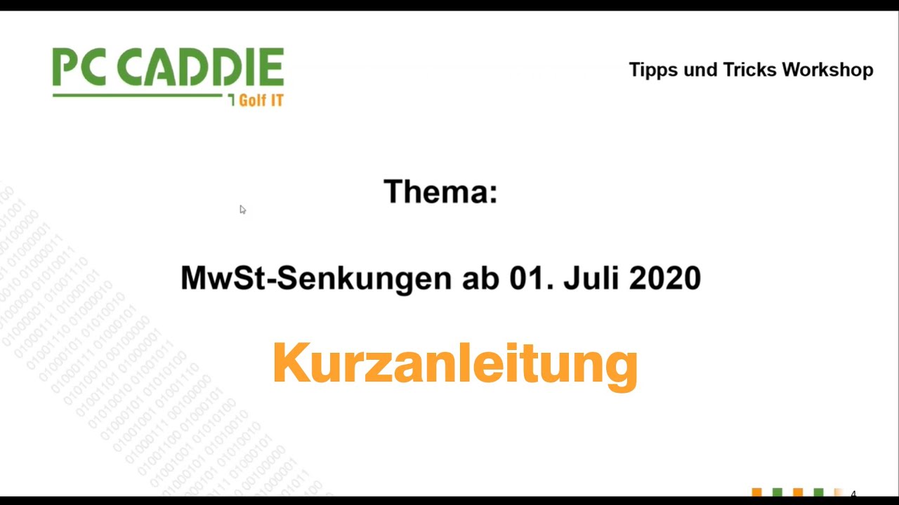 MwSt-Senkungen - Änderungen in PC CADDIE - Tutorial