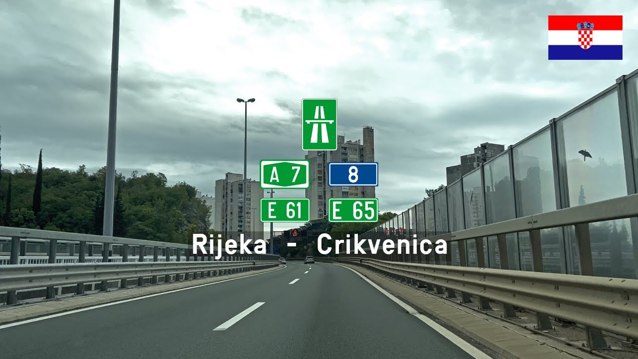 Driving in Croatia: Autocesta A7 E61 & D8 from Rijeka to Crikvenica