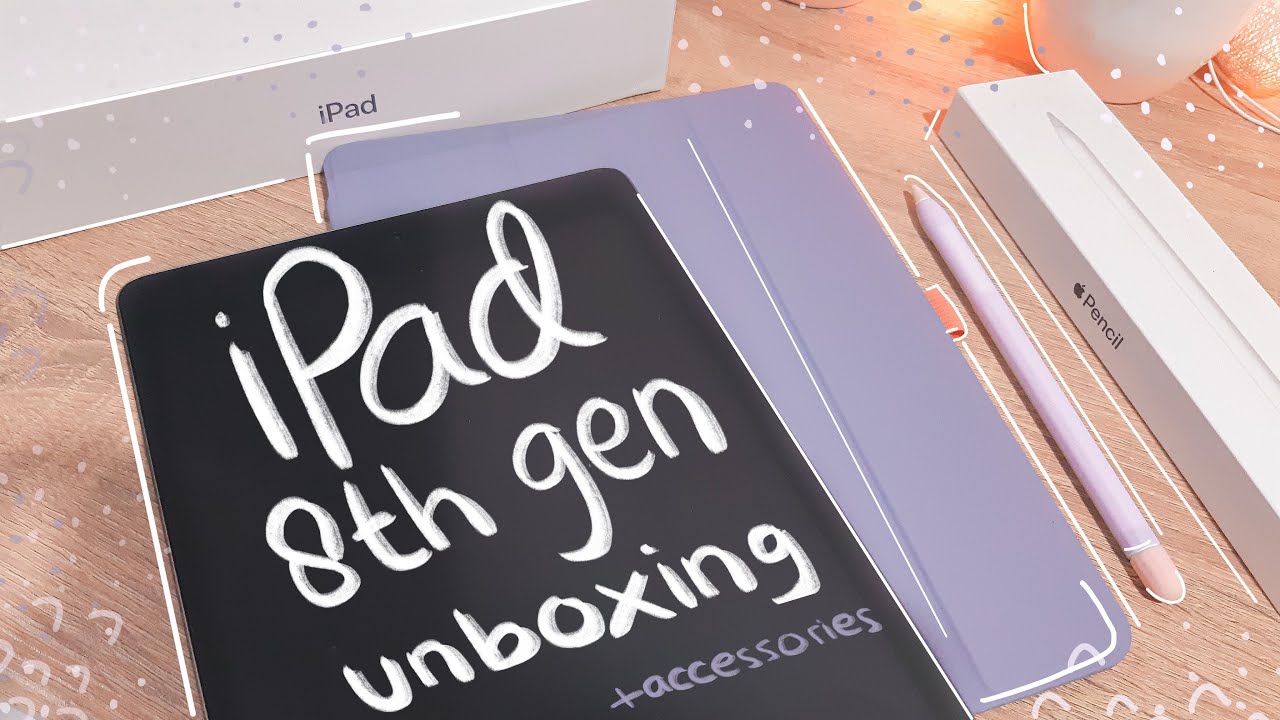 iPad 8th gen Space Grey Unboxing 📦 + Apple Pencil 1st gen + Accessories | ASMR