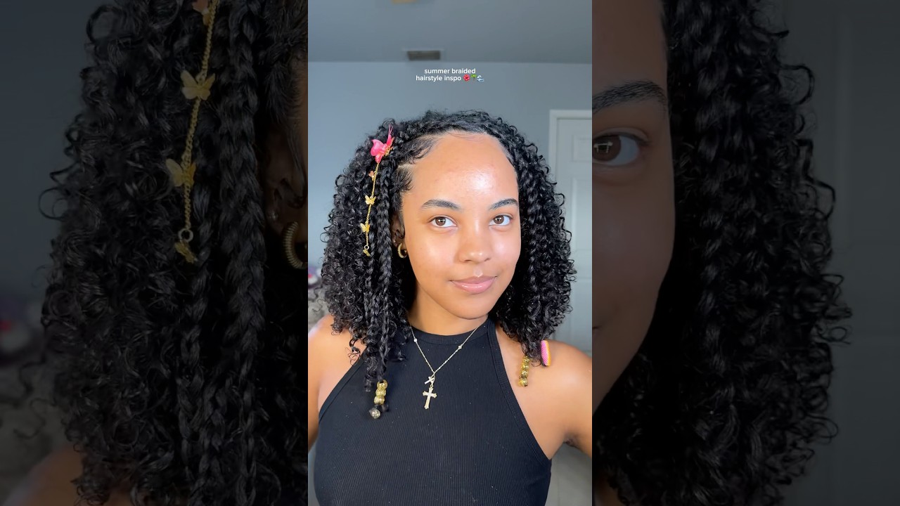 Summer hairstyle inspo 🦋💖 #curlyhair #hairstyle #inspiration #hair #summer #vacation