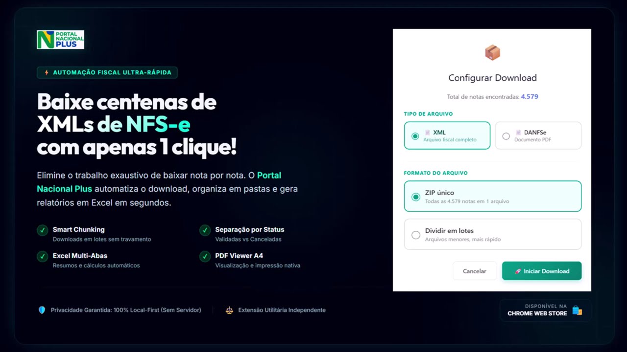Automa&ccedil;&atilde;o de NFS-e: Baixe at&eacute; 12 Meses de Notas Fiscais Automaticamente (Portal Nacional Plus)