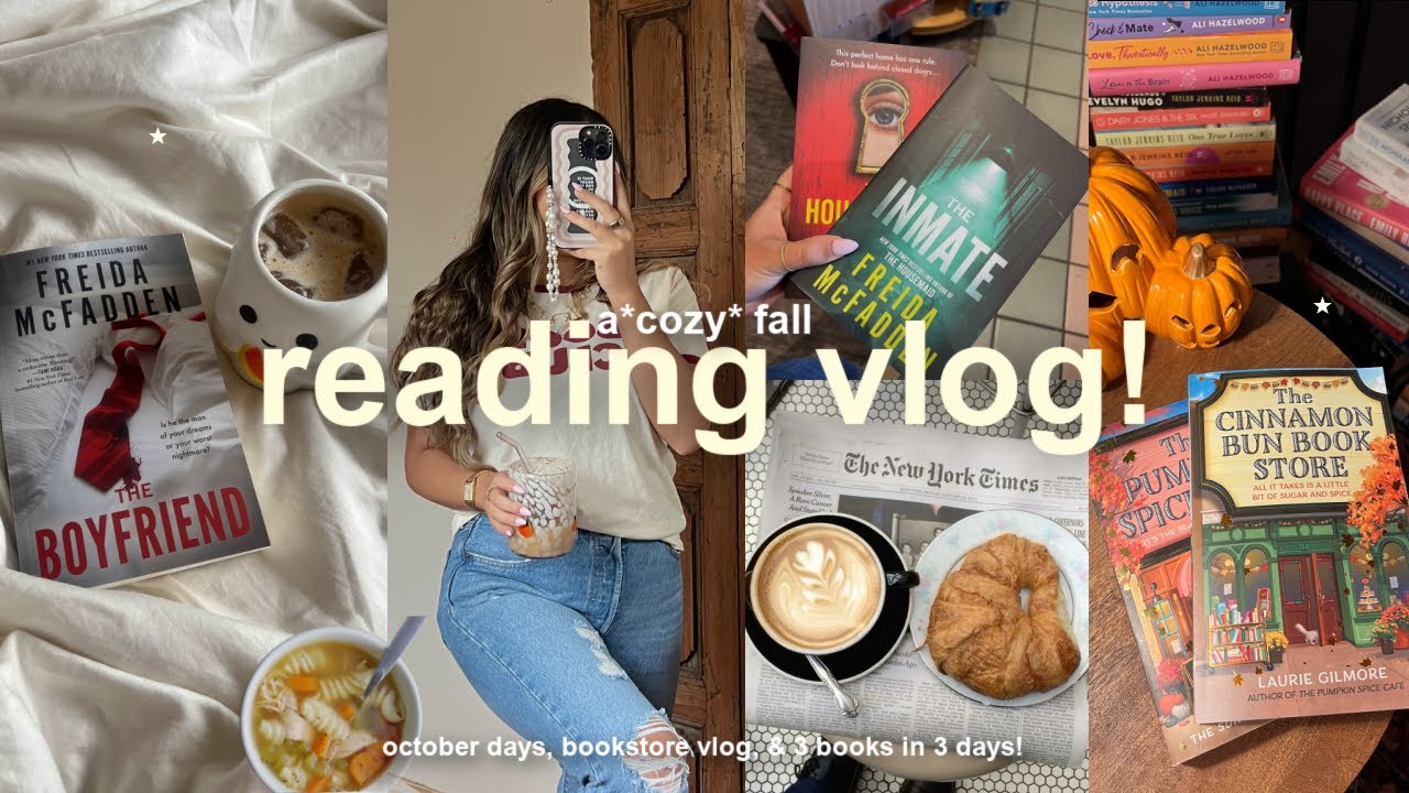 a cozy *FALL* reading vlog!🎃 relaxing october days, bookstore haul, & 3 books in 3 days!