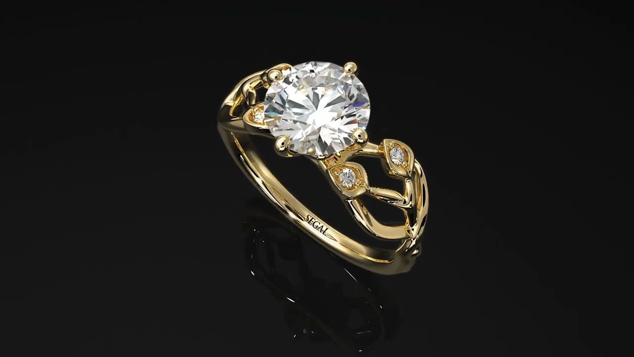Diamond Blossom 14K Golden Nature Inspired Engagement Ring - Haley No. 1