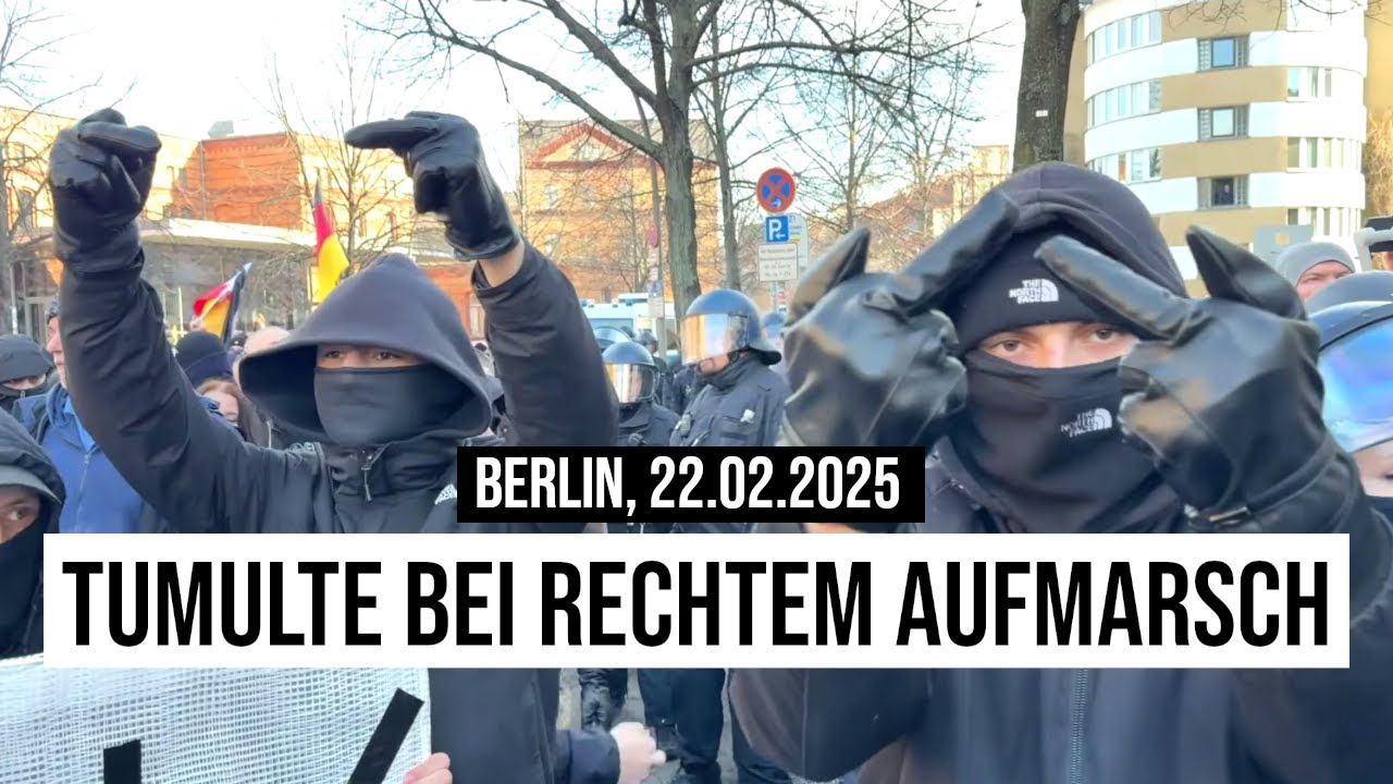 22.02.2025 Berlin Antifa attackiert Neonazi-Demo von Ferhat Sentürk, der zur Wahl der AfD aufruft
