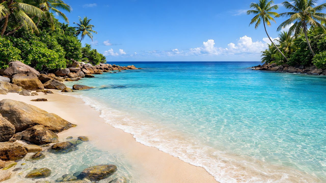 4K Tropical Beach Screensaver – Crystal Clear Blue Water & Relaxing Ocean Waves | 3 Hour