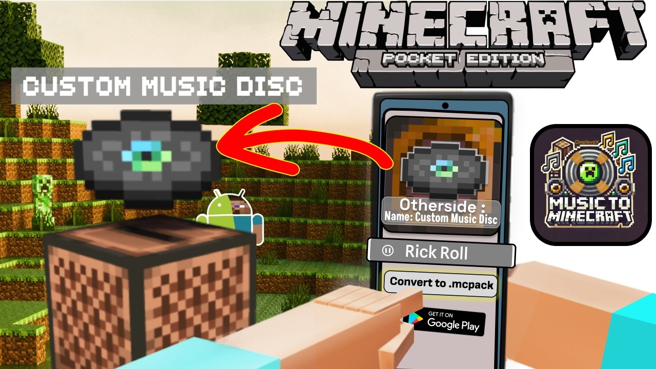How to make Custom Music Disc in Minecraft Pocket Edition  [1.21+] with McToMc app.