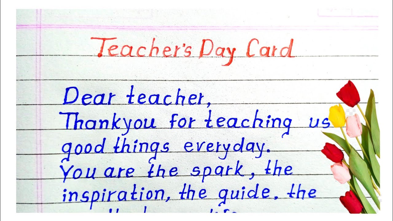 Teacher's Day Card writing || Happy teacher's day || Than you letter for teacher's day ||