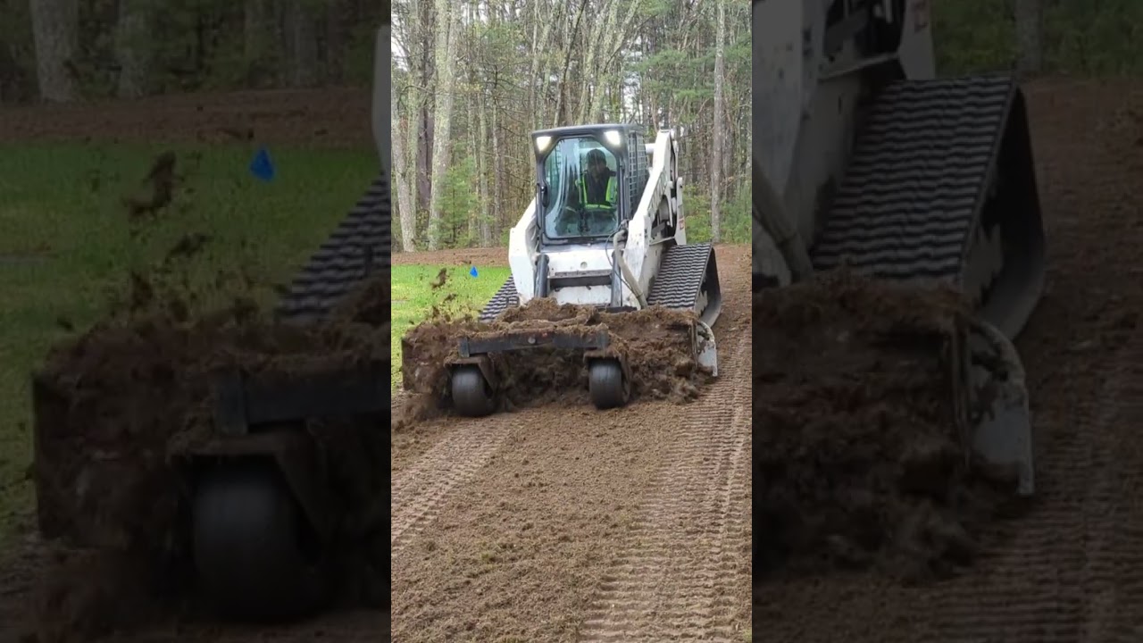 Bobcat T300 with soil conditioner. #landscaping #bobcat #lawn #machine #dirt #skidsteers