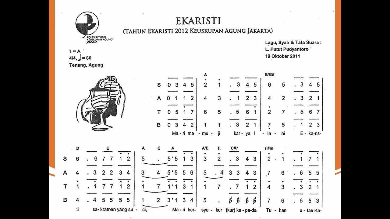 Ekaristi - notasi Sopran, do = G