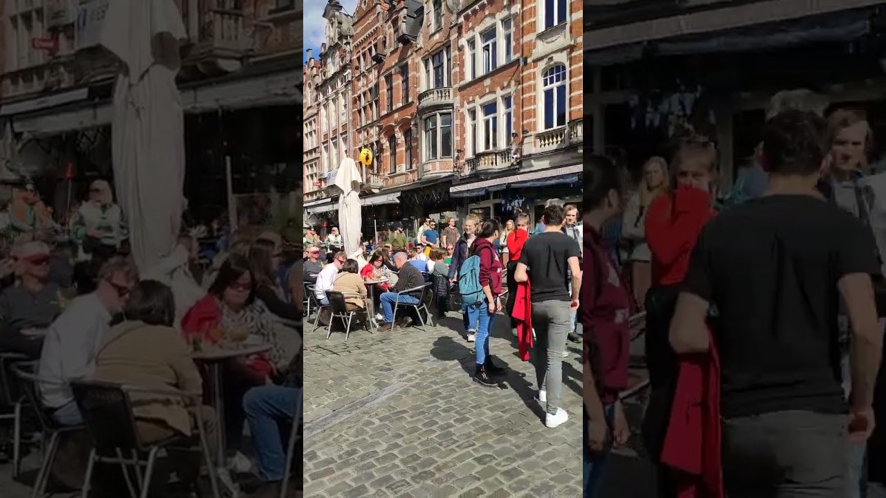 🇧🇪 Busy #Leuven scene in Spring 🌼 #belgium #shorts