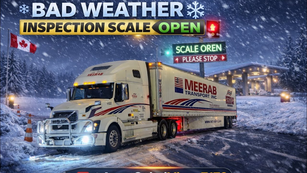 BAD WEATHER ❄️INSPECTION SCALE OPEN 🚨Winter Trucking in Canada 🇨🇦