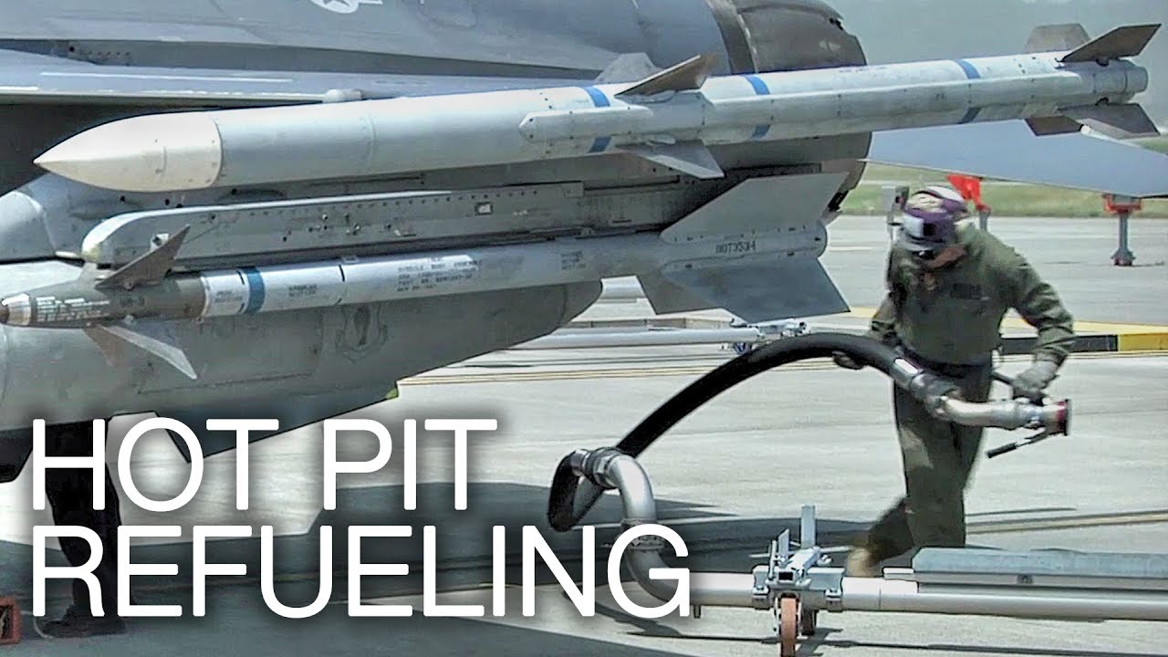 F-16 Hot Pit Refueling: Refueling While Jet Engine Running