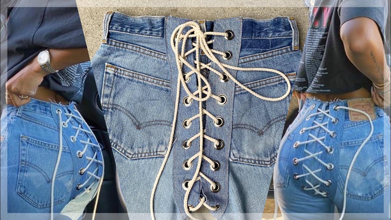 LACED UP JEANS SamariaLeah INSPIRED | EASY DIY TRANSFORMATION - BEGINNER FRIENDLY