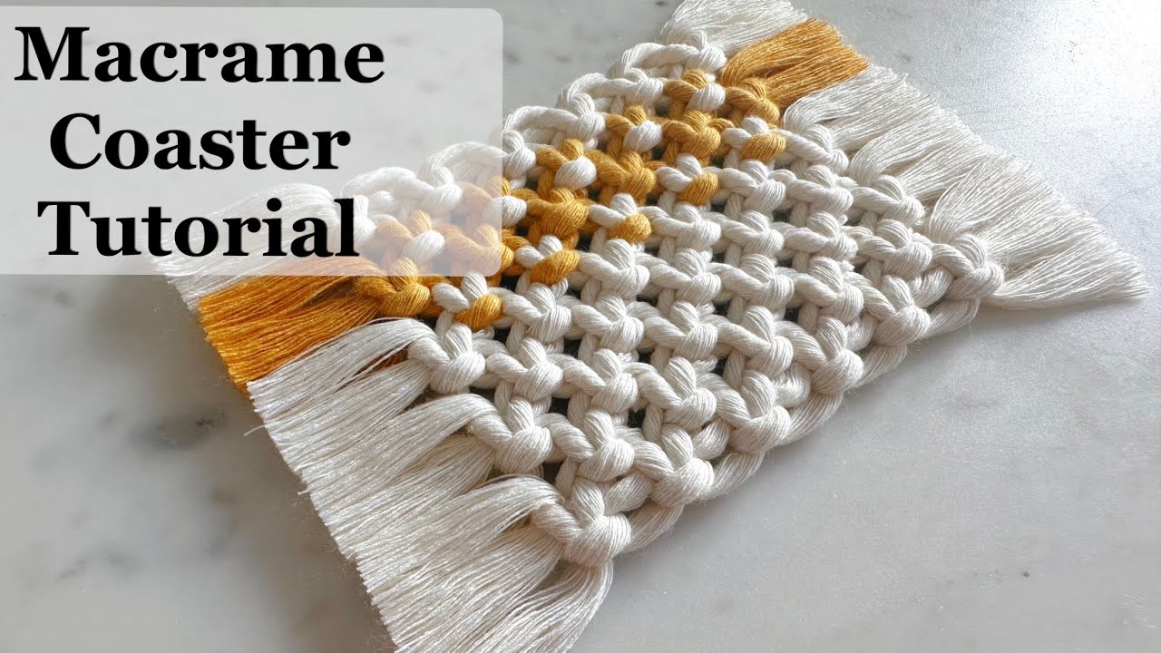 Macrame Coaster Tutorial | Easy Beginners Step by Step Square Cup Holder DIY with Fringe