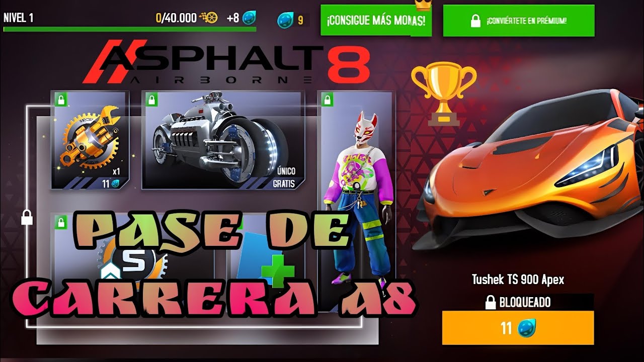Asphalt 8:)🏆Pase de Carrera A8👽🔥Tushek TS 900 Ápex💪😎
