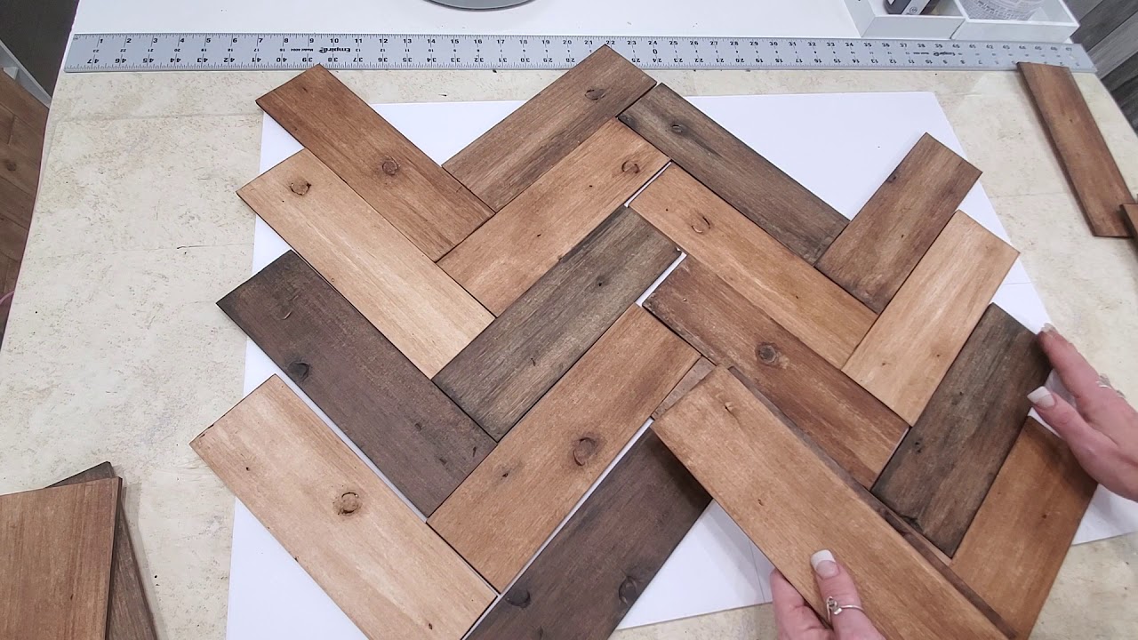 Herringbone pattern all foam core faux wood walling hanging Part 1