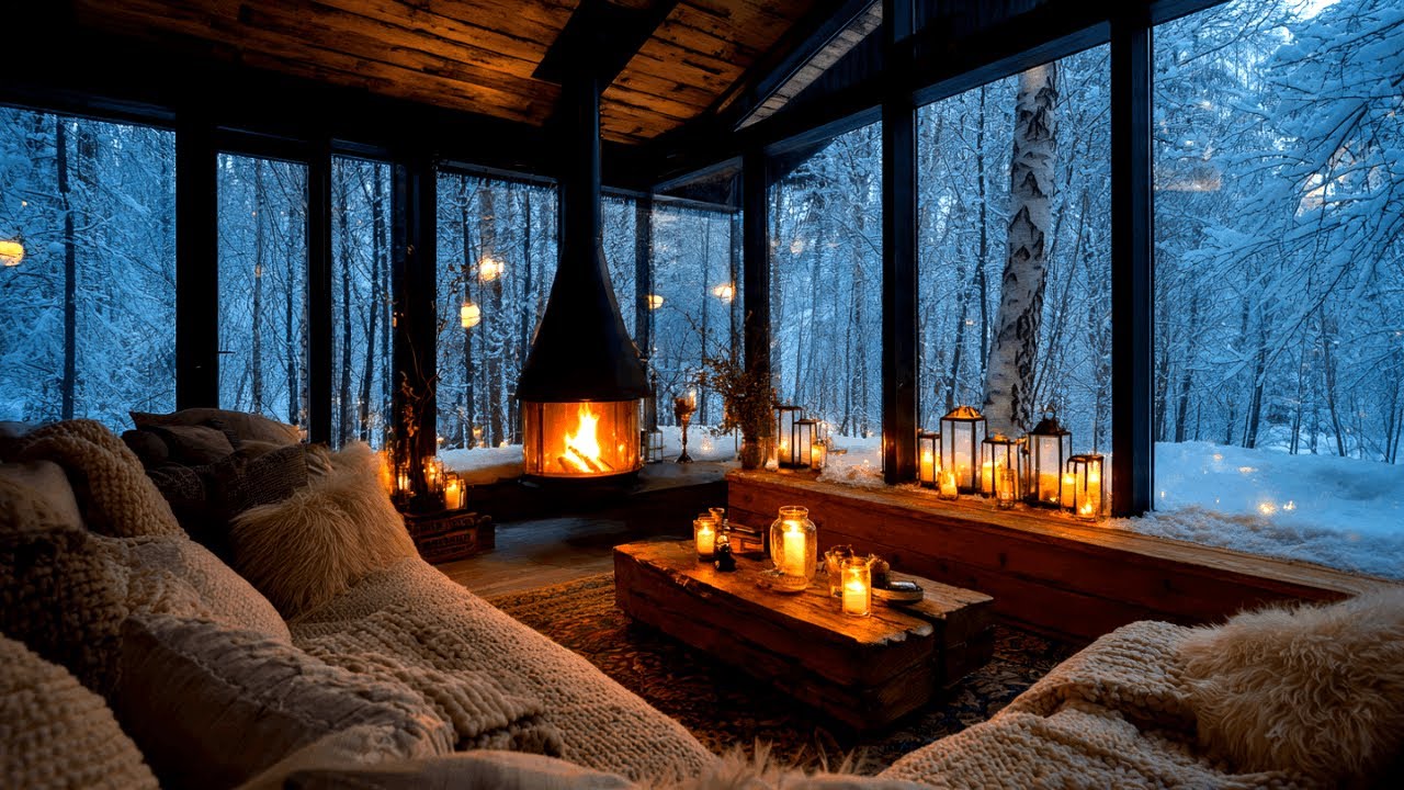 Cozy Winter Cabin Night Jazz ❄️ Instrumental Music to Boost Your Mood 3