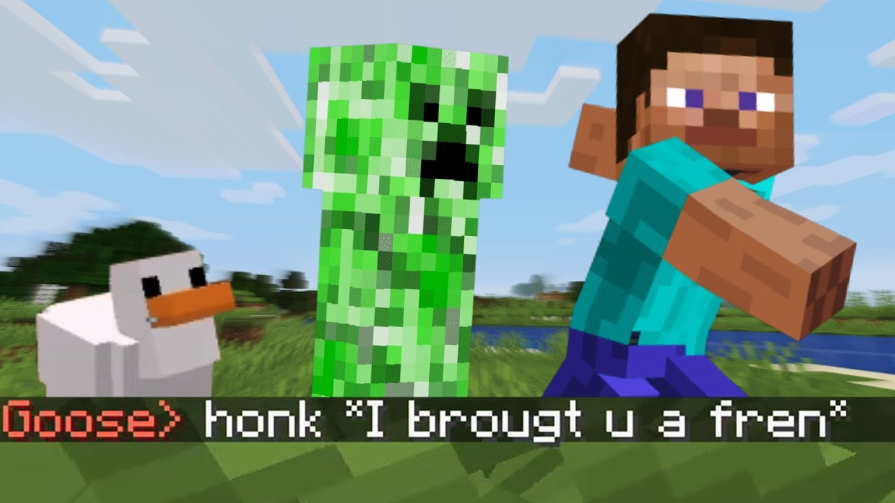 Beating Minecraft but the Goose hacked himself into the game