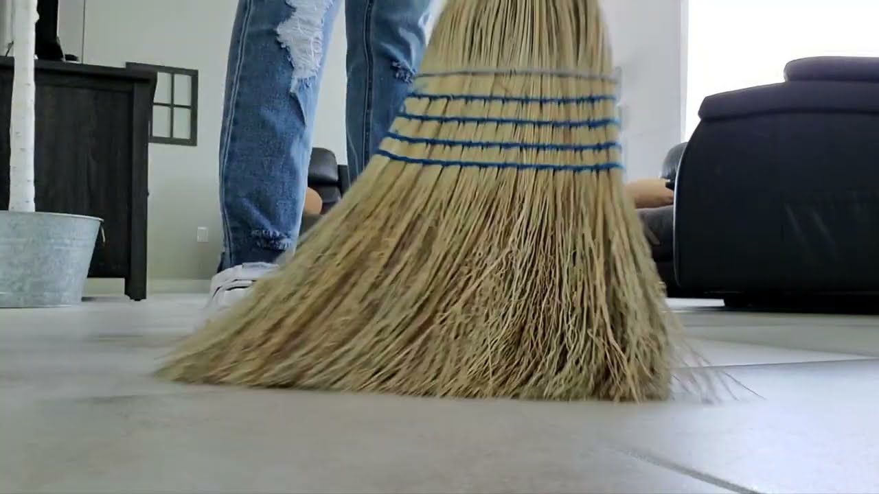 ~ASMR~ Sweeping through the house with a straw broom:) No talking!!
