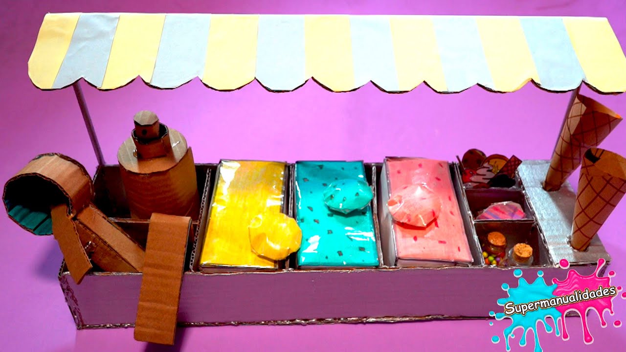 Cómo hacer una heladería de cartón  (Ice Cream Stand) - Supermanualidades