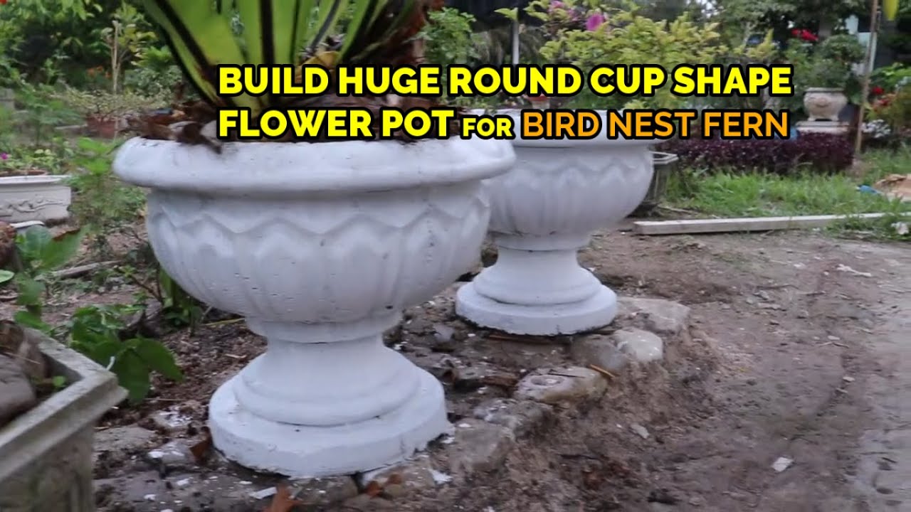 Build Huge Round Cup Shape Flower Pot for Bird Nest Fern Plant