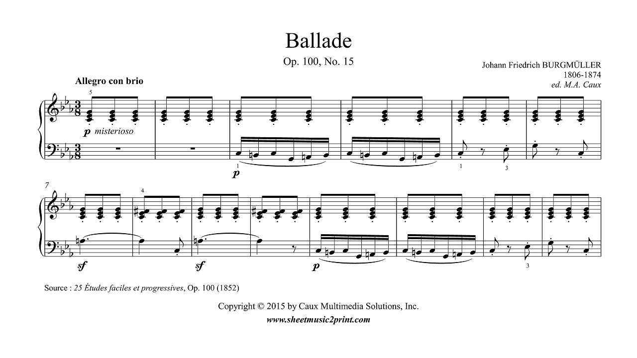 Burgmüller : Ballade, Op. 100, No. 15