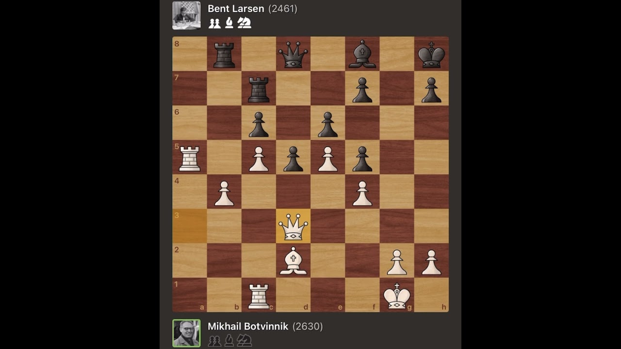 Mikhail Botvinnik vs Bent Larsen | Leiden - Netherland, 1970