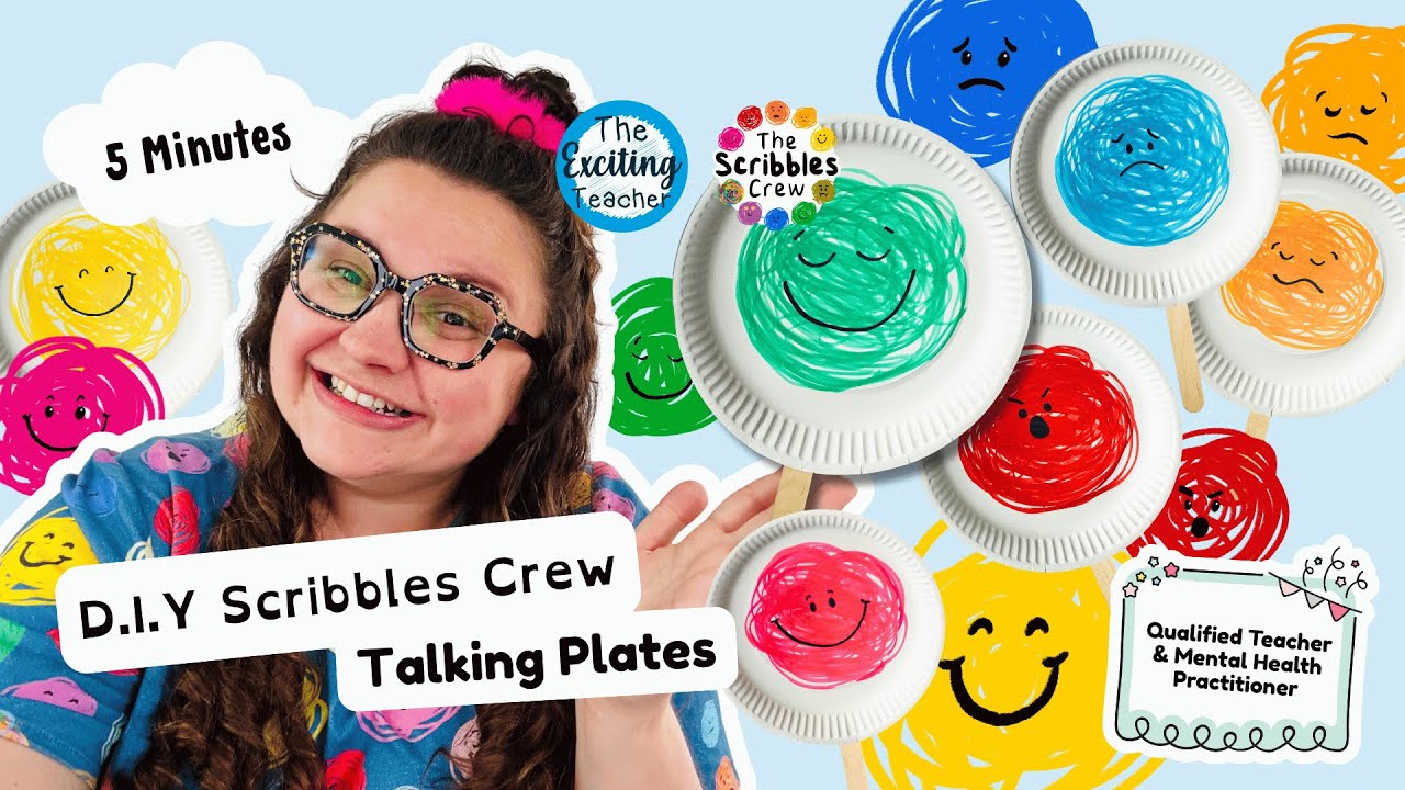 D.I.Y Scribbles Crew Talking Plates | Kids Emotional Literacy Crafts for Children | Hand Puppets