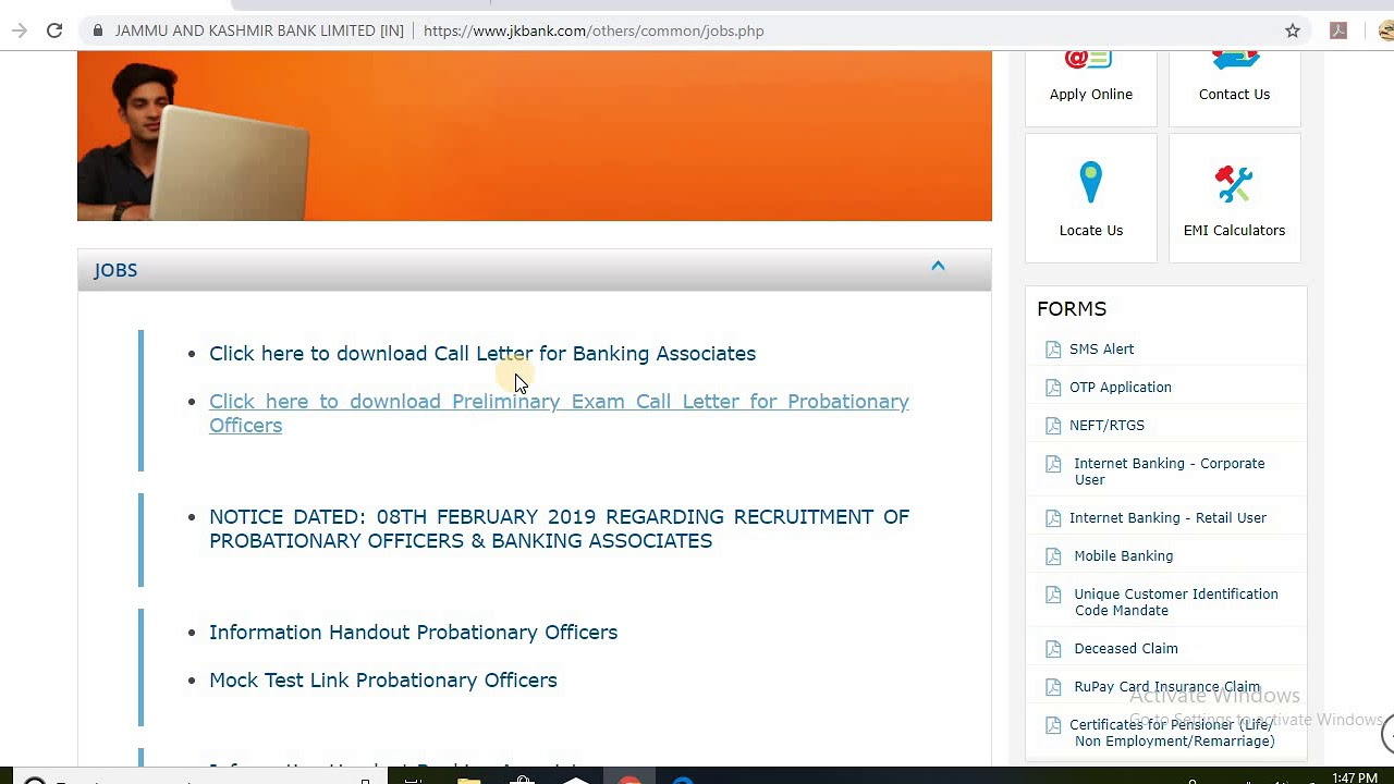 Jkbank Banking Associates Call Letter/Admit Cards / Jk Job Updates